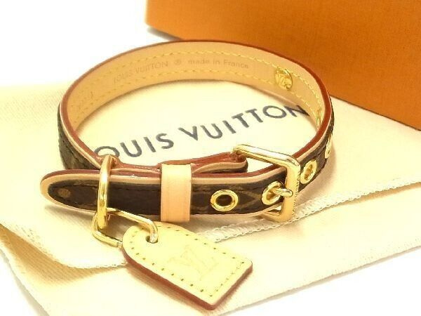 LOUIS VUITTON M80339 Monogram dog collar for pets, small dogs, brownish AP3445