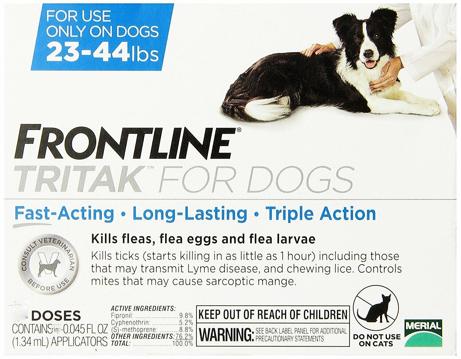Frontline Plus Tritak Best Flea Tick mange Remedy | Dogs 23-44 lbs | 6 doses |