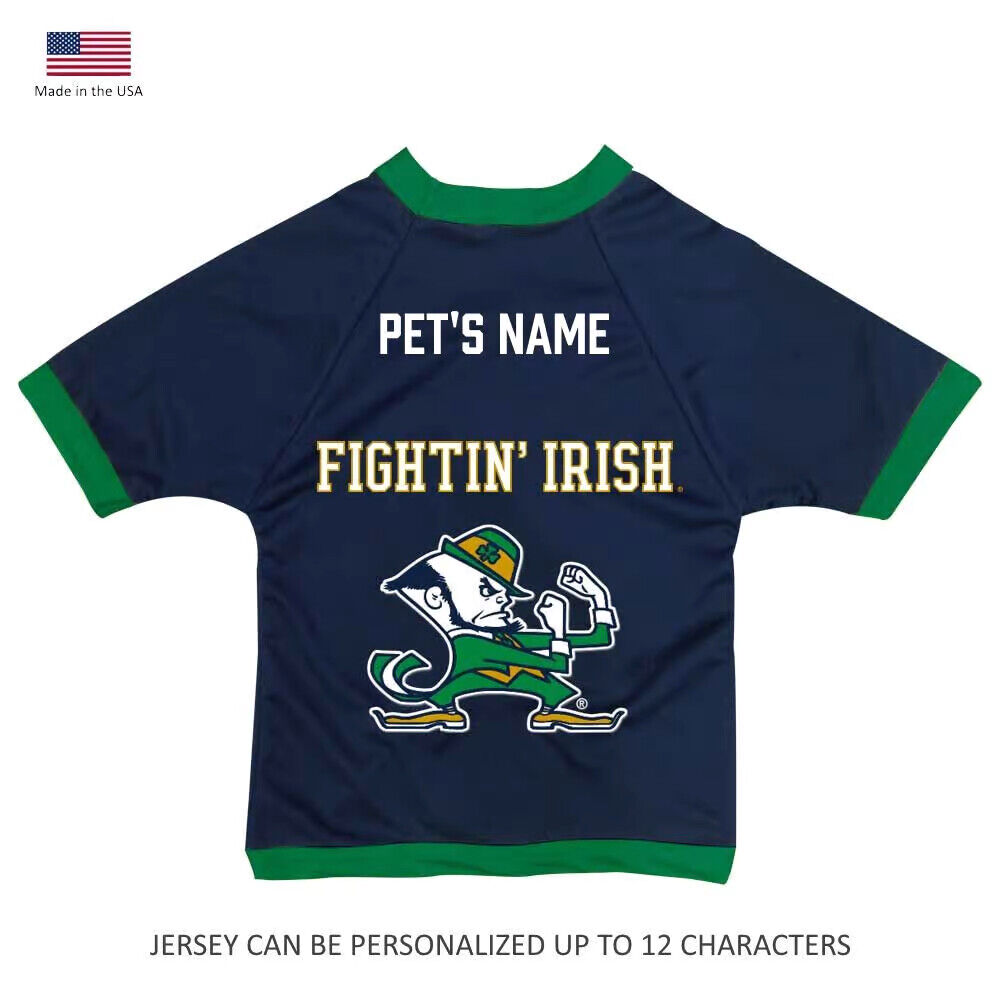 Notre Dame Fighting Irish NCAA Leprechan Personalized Pet Jersey Sizes XXS-4XL