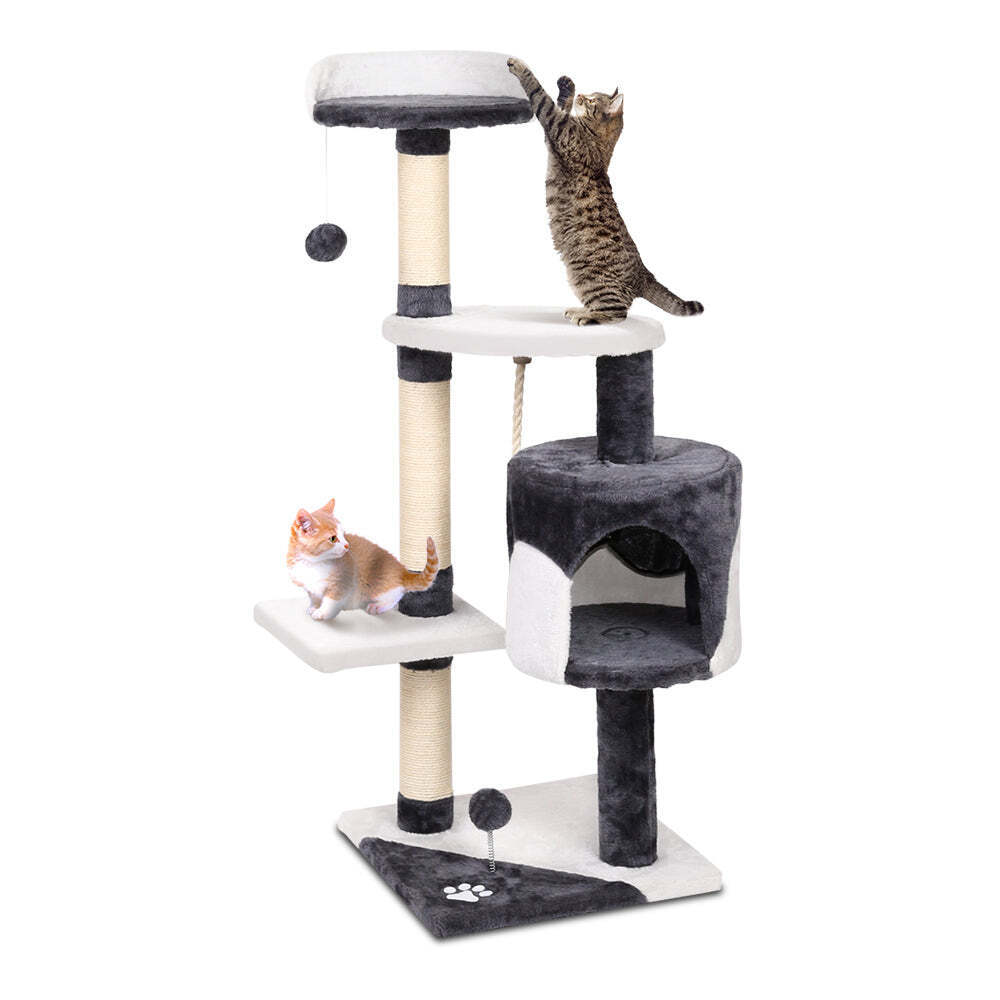 NNEDSZ Cat Tree 112cm Trees Scratching Post Scratcher Tower Condo House Furnitur