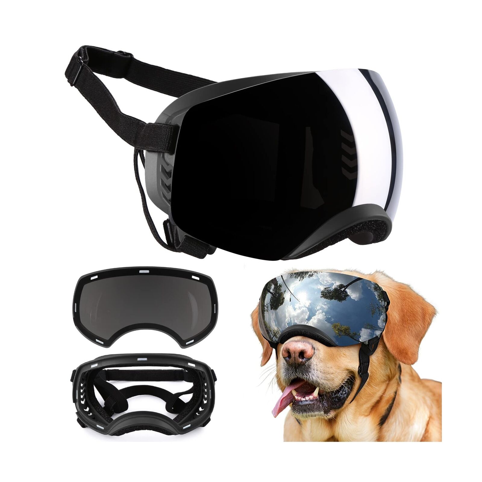 Dog Goggles, Ownpets Goggles with Adjustable Strap, Magnetic Design, Detachab...