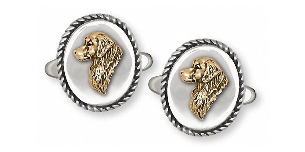 Golden Retriever Cufflinks Jewelry Silver And Gold Handmade Dog Cufflinks GR23-T