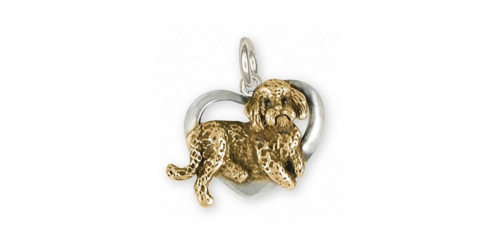 Labradoodle Charm Jewelry Silver And Gold Handmade Dog Charm LDD6-XTTC