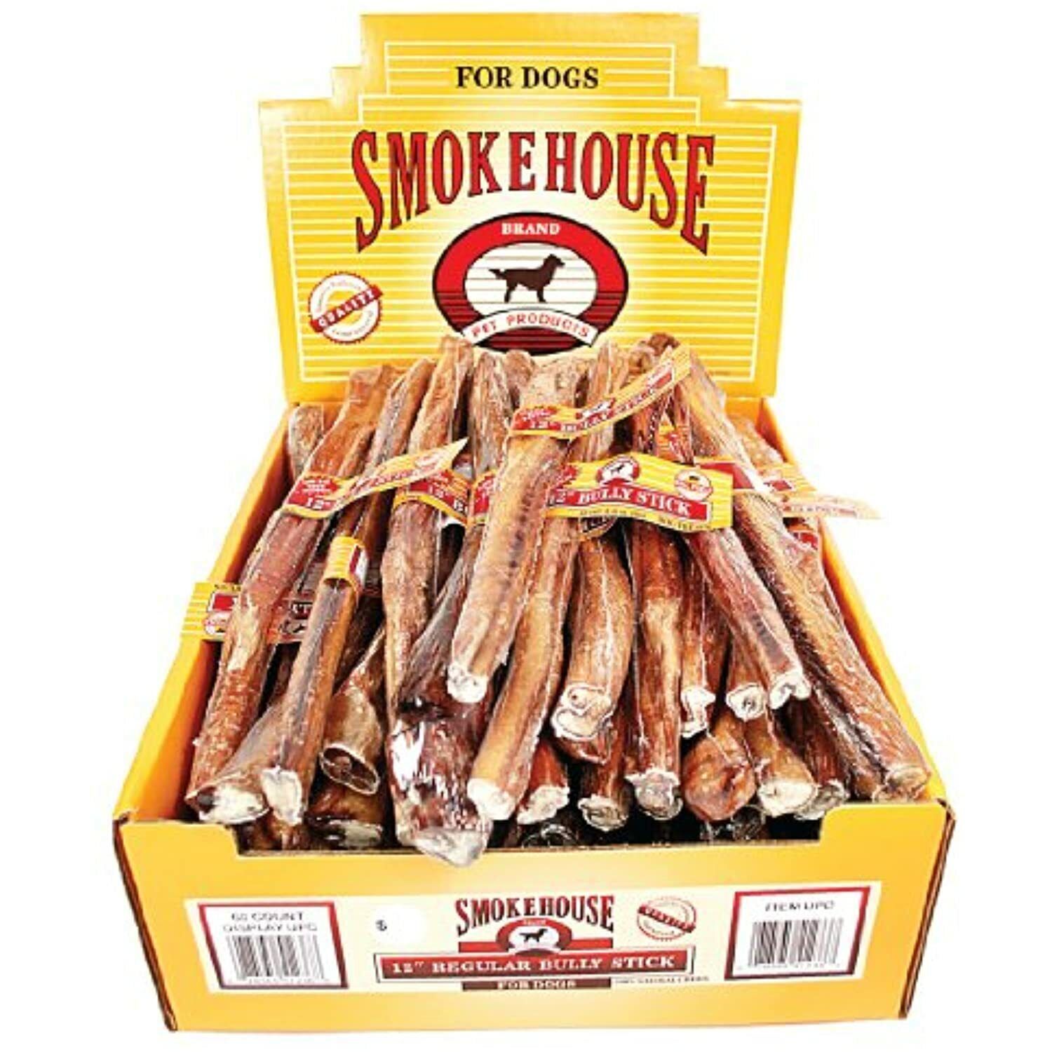 Smokehouse Bully Sticks Shelf Display Box 12in/60ct