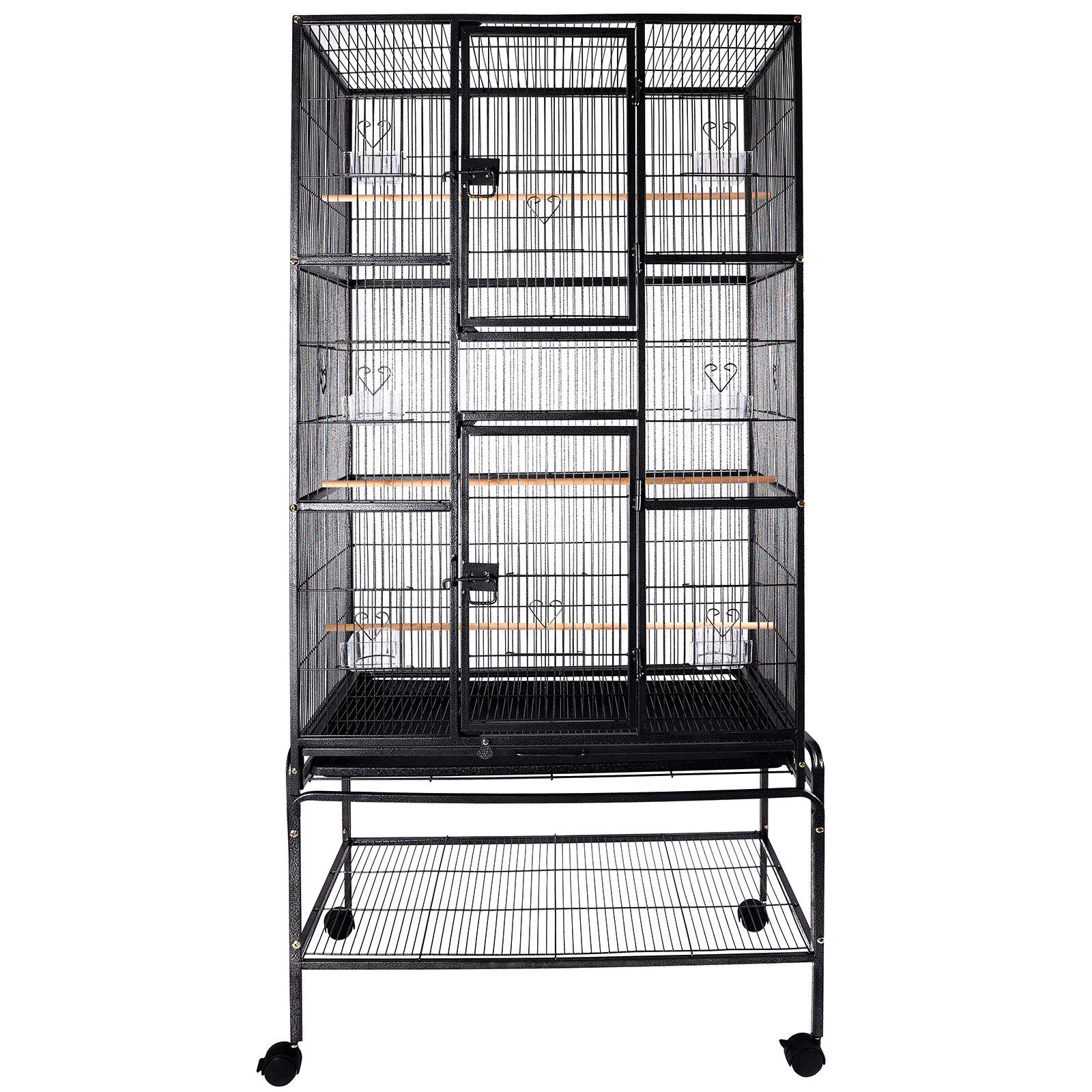 2In1 69'' Large Bird Cage Playtop Pet Supplies W/3 Perch Stands & 6 Cup Feeders