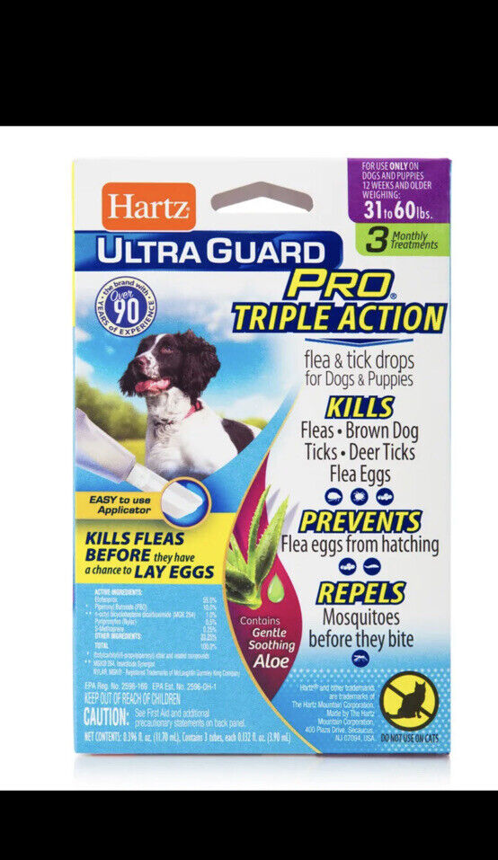 Hartz Ultra Guard Pro FLEA & TICK DROPS for Dogs & Puppies 31-60 LBS Remedies