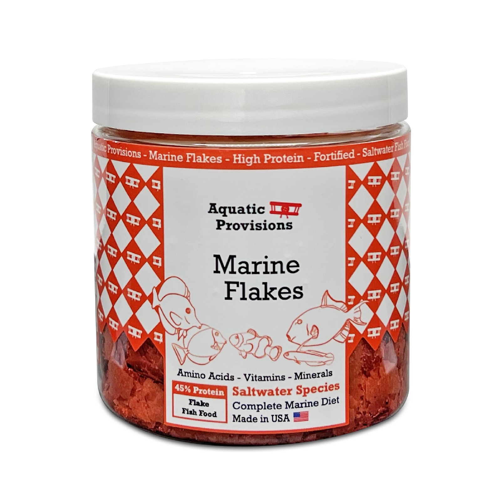 Marine Flakes Fish Food 1oz - 3.5oz for Saltwater Species 45% Protein USA Made