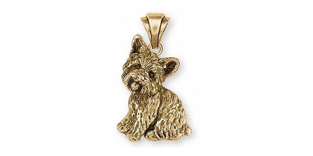 Yorkie Pendant Jewelry 14k Gold Handmade Dog Pendant YK341X-PG
