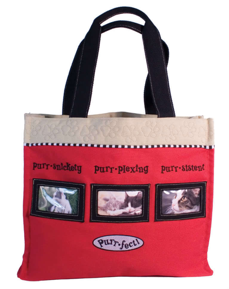 CAT LOVER PRODUCTS TOTE BAG WOMEN STRUDY CANVAS RED NEW DISPLAYS 3 PHOTO PET PIX