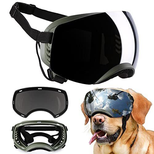  Dog Goggles, Goggles with Adjustable Strap, Magnetic Design, Green 1 len