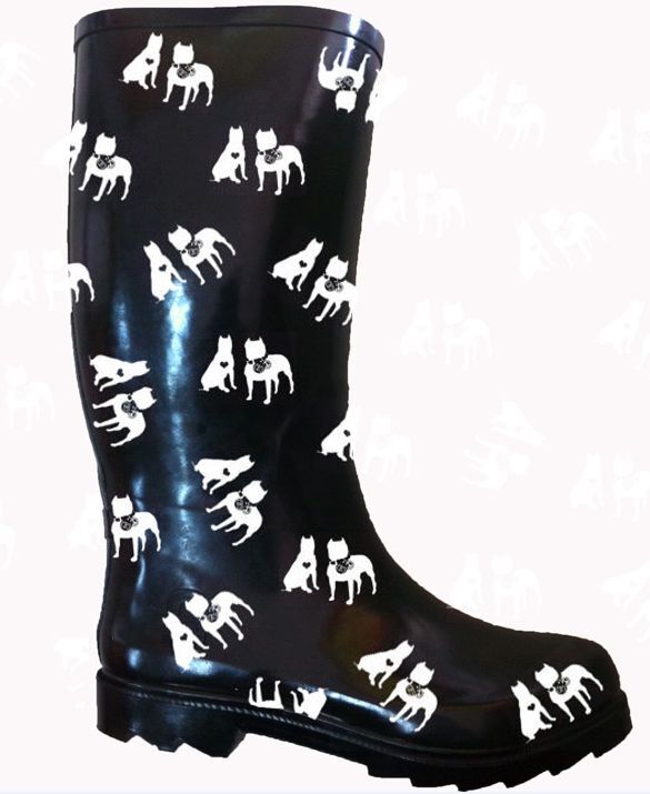Customized American Pit Bull Terrier Rubber Rain Boots.