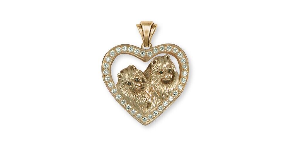 Pomeranian Pendant Handmade 14k Gold Dog Jewelry PM11-D