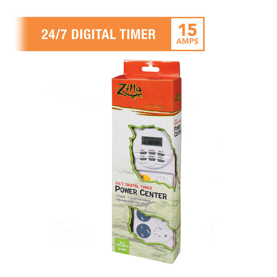 Zilla Lighting & Terrarium Heat Power Center Timer for Reptile Habitats, Digital