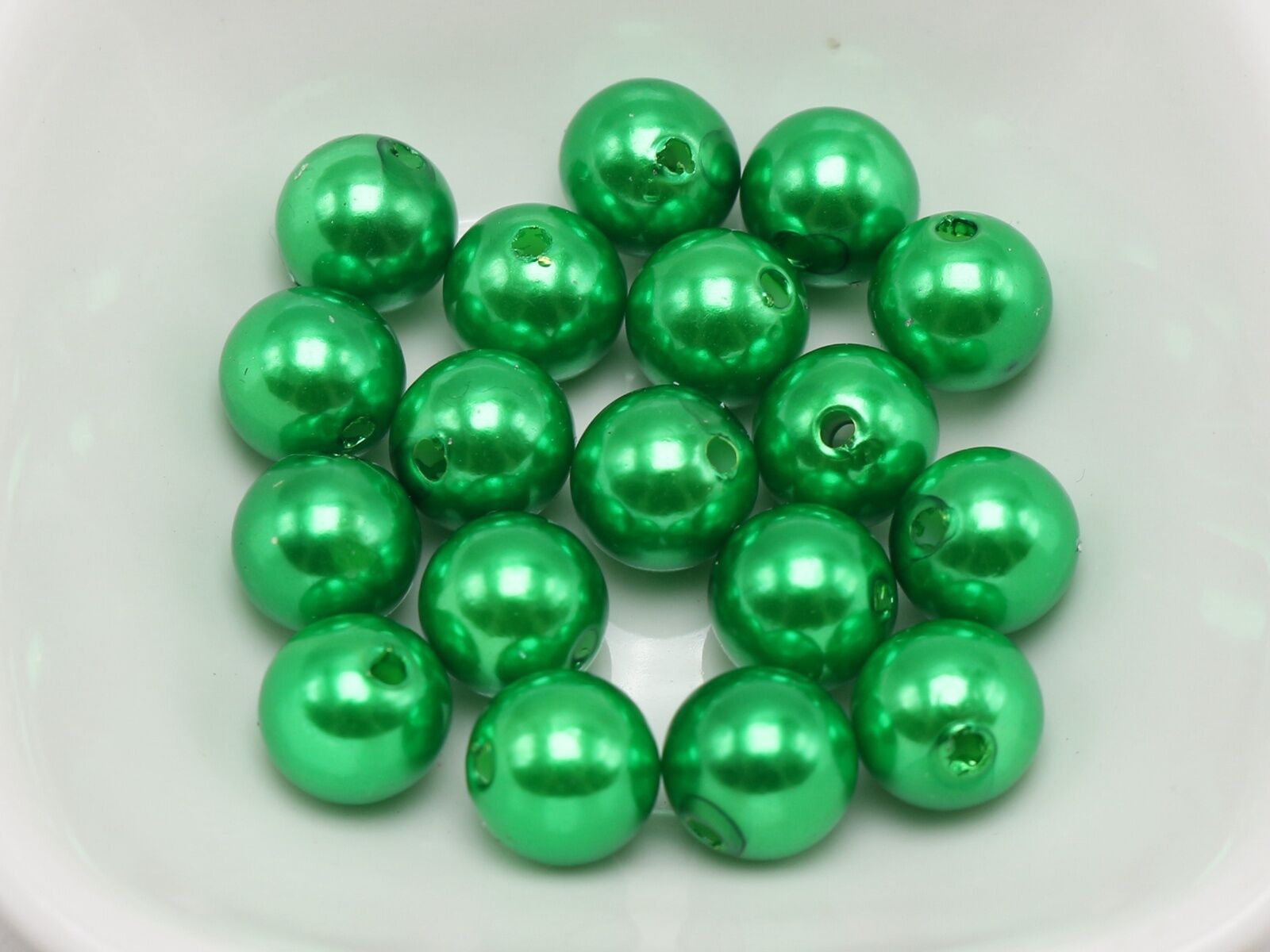 100 Pcs 10mm Plastic Faux Pearl Round Beads Green Imitation Pearl