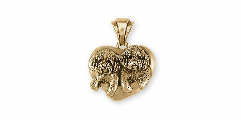 Double Goldendoodle Jewelry 14k Gold Double Goldendoodle Pendant Handmade Dog Je
