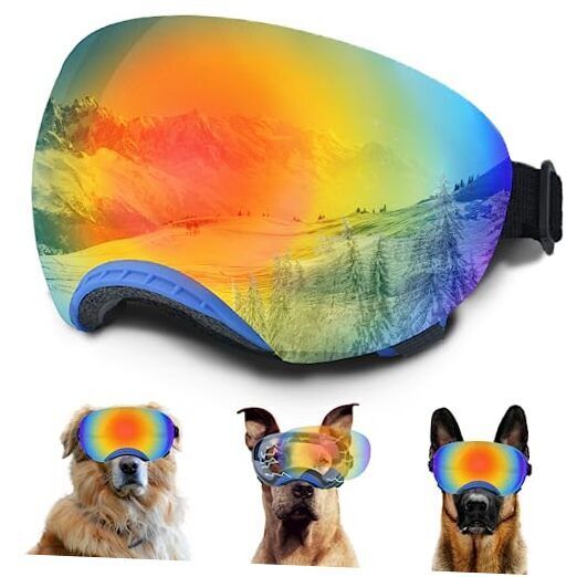 Dog Goggles, Dog Sunglasses Magnetic Reflective Colored Colored Lens-Blue Frame