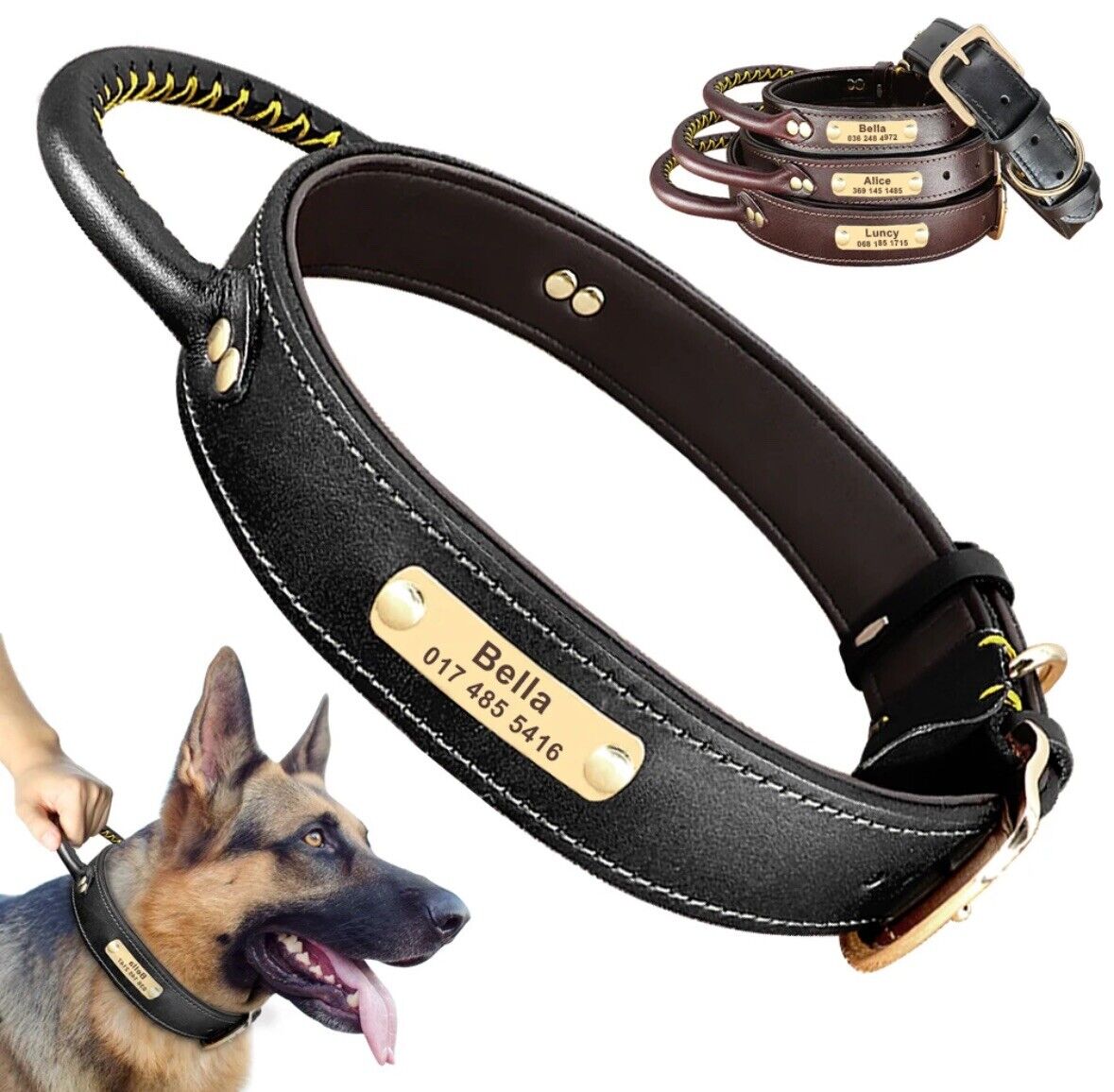 Personalized Dog Collar Custom Pet Cat Name ID Free Engraved Leather Tag