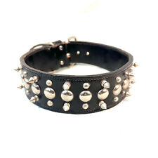 LARGE HEAVY-DUTY VINTAGE SPIKED STUDDED LEATHER DOG COLLAR 27