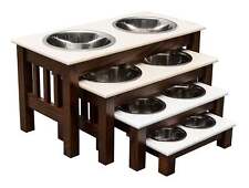 DOUBLE DISH CRAFTSMAN ELEVATED DOG FEEDER - OAK WOOD with CORIAN TOP and BOWLS picture