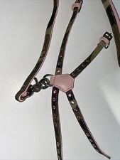 AROUND THE COLLAR Dog Harness Leather PINK CRYSTAL RHINESTONE CAMO XS W LEASH picture