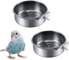 kathson 2 Pack Bird Feeding Cups with Clamp Holder, Parrot Food & Silver  picture