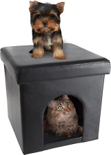 Cat House – Collapsible Multipurpose Small Dog or Ottoman with Black  picture